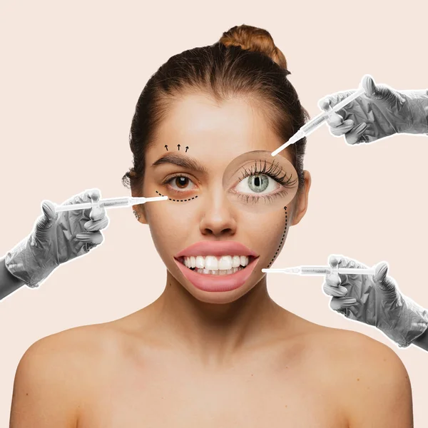 Contemporary Art Collage Conceptual Design Cosmetological Plastic Surgery Hyaluronic Acid —  Fotos de Stock