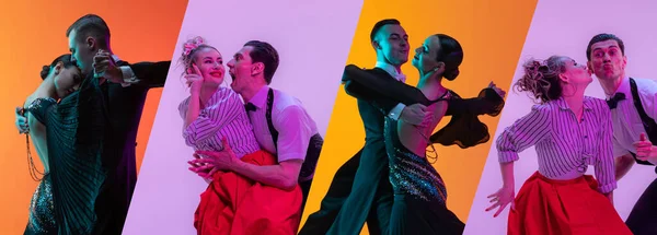 Retro Classic Dance Style Set Images Stylish Men Women Dancing — Stockfoto