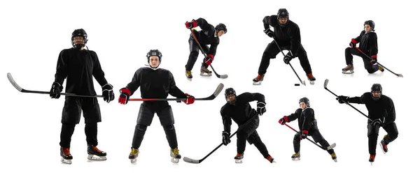 Energie Und Macht Bilder Von Zwei Hockeyspielern Anfängern Und Profisportlern — Stockfoto