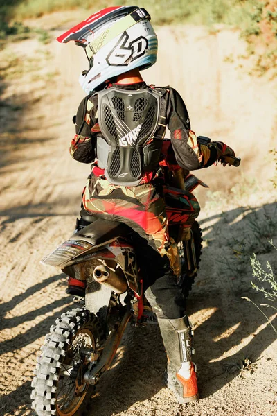 Dnipro Ukraine July 2022 Ukrainian Beginner Motorcycle Rider Driving Enduro — Stockfoto