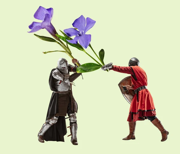 Congrats Contemporary Art Collage Idea Inspiration Aspiration Creativity Medieval Knights — стоковое фото
