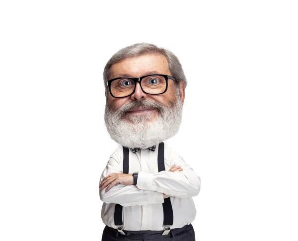 Kind Professor Funny Man Caricature Face Isolated White Background Cartoon — Foto de Stock