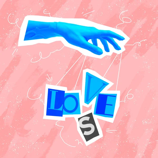 Love Lose Surreal Conceptual Poster Human Hand Offers Make Choice — Stock Fotó