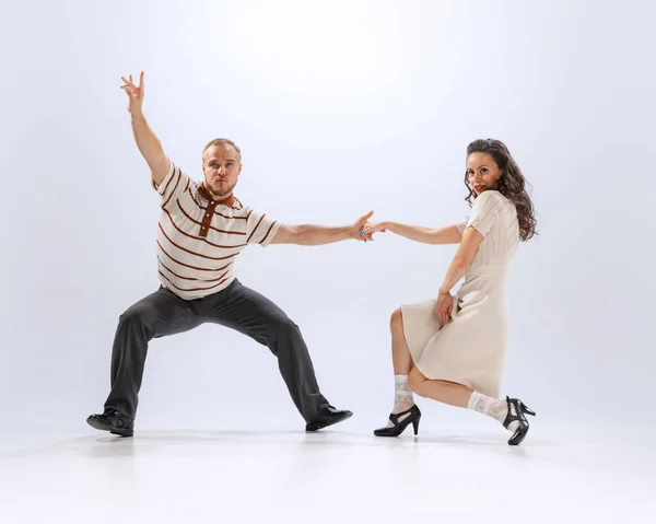 Emotions Expressions Feelings Movements Dynamic Portrait Emotional Man Woman Dancing — Stok fotoğraf