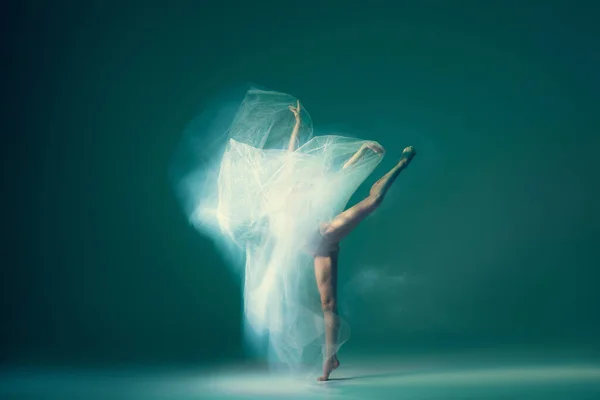 Light Weightless Gait Ballerina Similar Smooth Movement Cloud Isolated Cyan — Stock Photo, Image