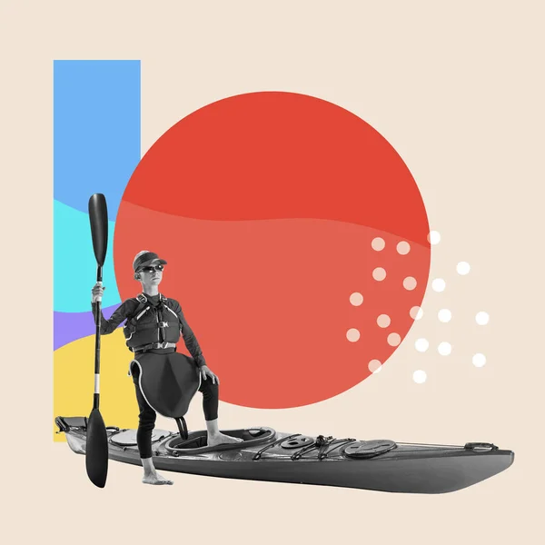 Winner Contemporary Artwork Young Athlete Beginner Kayaker Canoe Life Vest — Stockfoto