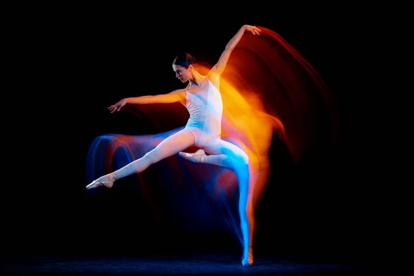 Dynamic Portrait Tender Slim Girl Female Ballet Dancer Art Performance — стоковое фото