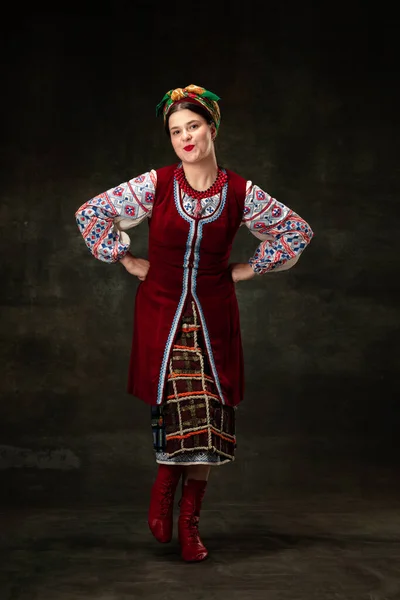 Freedom Independence Art Portrait Beautiful Woman Wearing Traditional Folk Ukrainian — стоковое фото