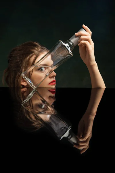 Boring Better Maddening Surreal Art Photography Young Girls Face Empty — Stockfoto