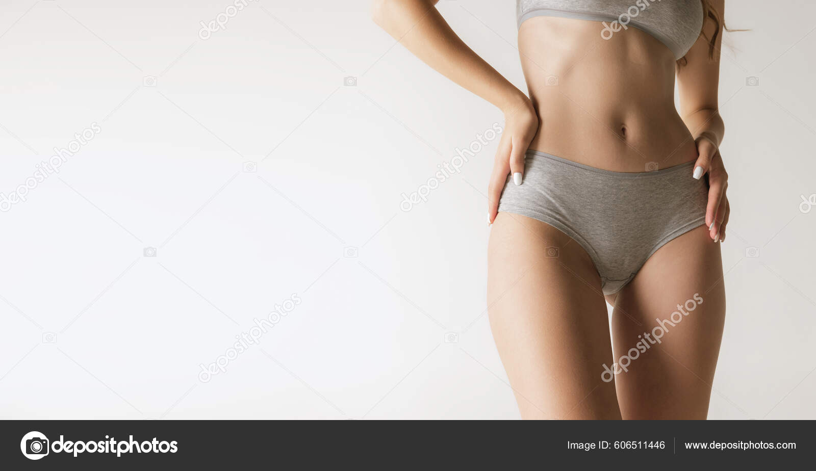 Belly Breast Legs Hips Cropped Image Slim Female Body Cotton fotos