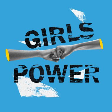 Kadın haklarının korunması. Çağdaş sanat kolajı. Sürrealizm. Savaş, kadın hakları için savaş, seçme hakkı, cinsiyet eşitliği, cinsiyet kalıplarını ve özgürlüğü yok et. Poster, reklam afişi.