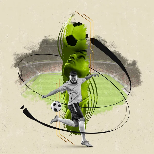 Professional Skills Creative Artwork Poster Graphic Active Male Soccer Football — Stock Photo, Image