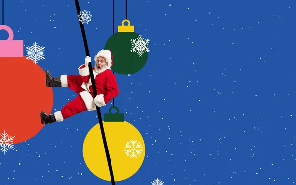 Emocionální Santa Claus Gratuluje Novému Roku Vánoce 2023 Všichni Lidé — Stock fotografie