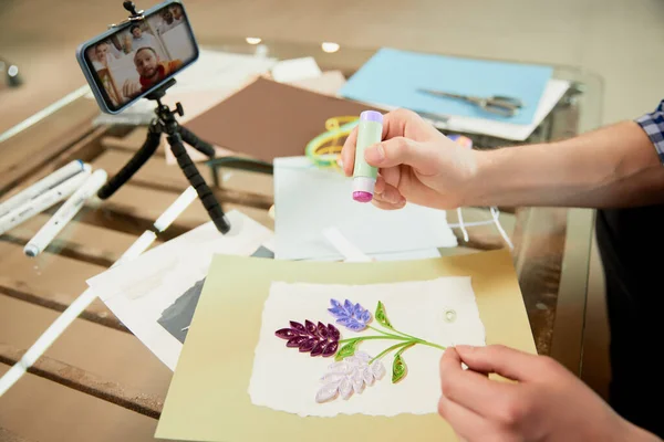 Handicraft Becomes Full Fledged Hobby Cropped Image Man Holds Master — Stock Photo, Image