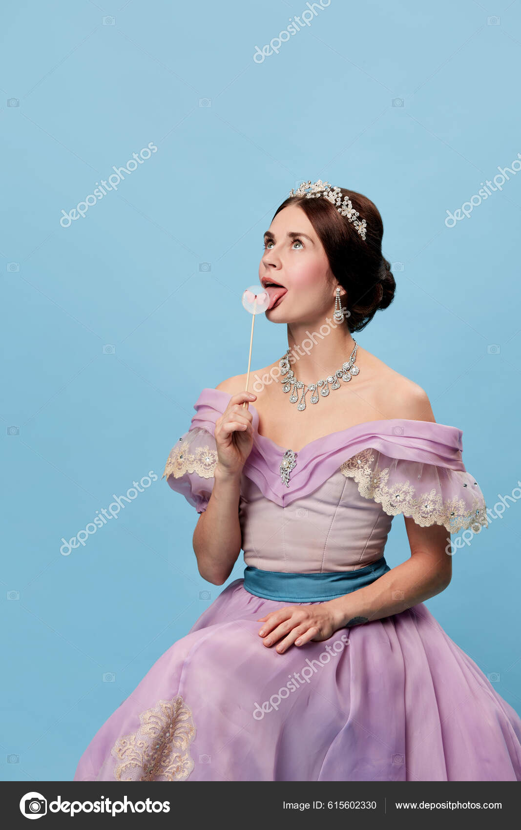 Medieval Woman in Historical Costume Wearing Corset Dress and