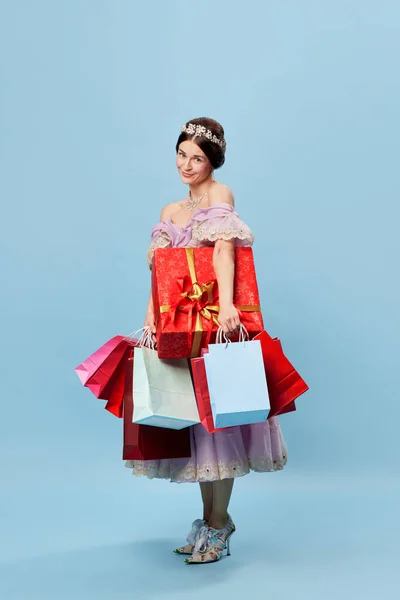 Grande Giornata Shopping Bella Giovane Donna Immagine Giovane Regina Principessa — Foto Stock