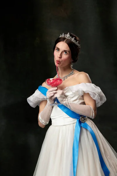 Dulce Delicia Mujer Elegante Persona Real Reina Princesa Traje Medieval — Foto de Stock