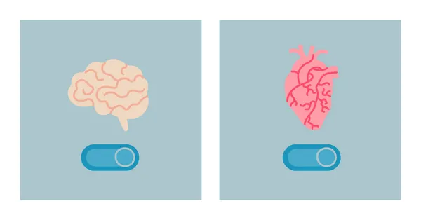 Corazón Cerebro Con Interruptor — Archivo Imágenes Vectoriales