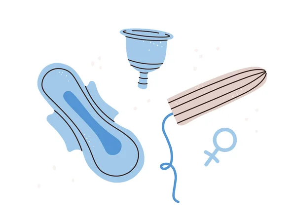 Tampón Femenino Almohadilla Copa Menstrual Reutilizable Silicona Concepto Salud Higiene — Vector de stock