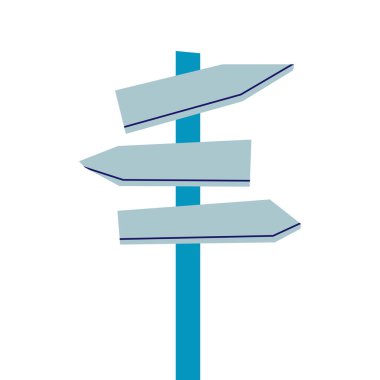 Düz yol bulma tabelası. Yol işareti, üç ok ya da çatal. Mesajın için Mocap. Beyaz arkaplanda izole edilmiş vektör EPS 10.