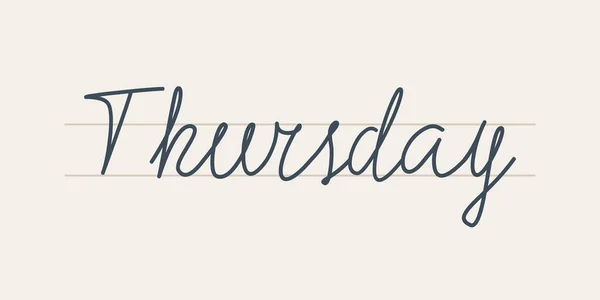 Thursday Handwritten Letters Name Day Week Lettering Written Straight Line — Vettoriale Stock