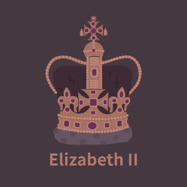 Korona Królowej Elżbiety Ilustracja Wektora Opłakującego Śmierć Królowej Wielkiej Brytanii — Wektor stockowy