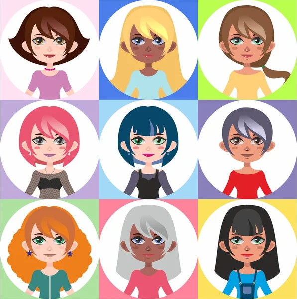 Набір Аватарів Дівчатами — стоковий вектор