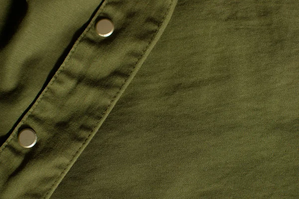 Parte Tessuto Uniforme Militare Verde Oliva Con Bottoni Metallo — Foto Stock