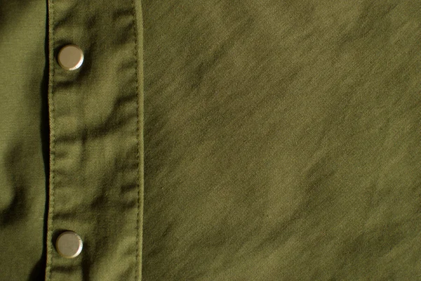 Olivově Zelená Vojenská Uniforma Kovovými Tlačítky Pozadí — Stock fotografie