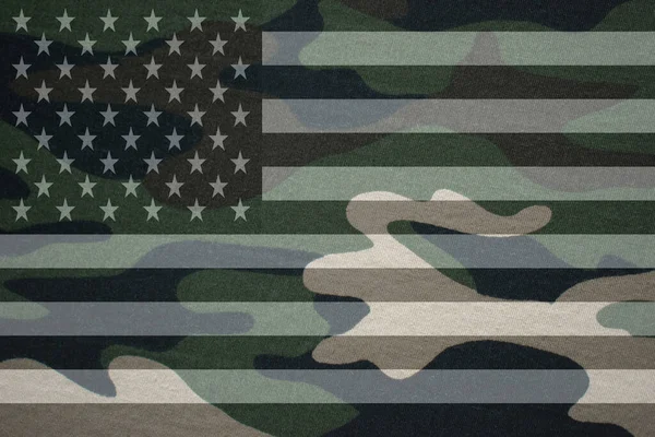 Bandiera Degli Stati Uniti America Sfondo Militare Mimetico — Foto Stock