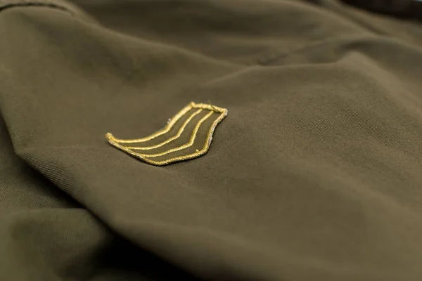 Vojenská Hodnost Rukávu Vojenské Olivově Zelené Uniformy — Stock fotografie