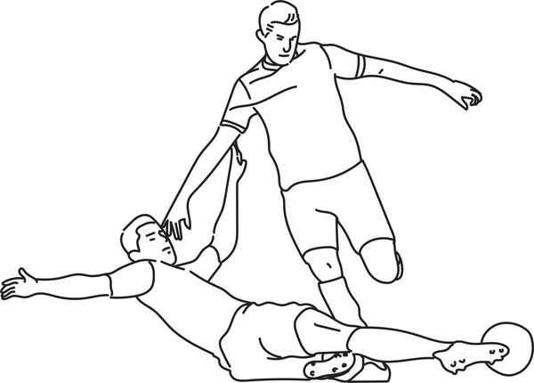 Futbol maçında bir futbolcunun birbirine attığı çizgi sanatı.