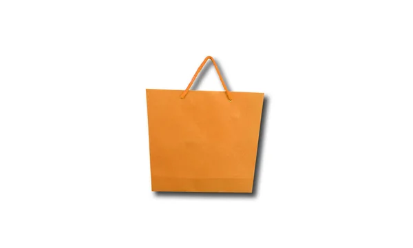 采购产品衣服 单个棕色纸袋隔离在白色的背景设计或库存照片 产品包装 百货商店 — 图库照片