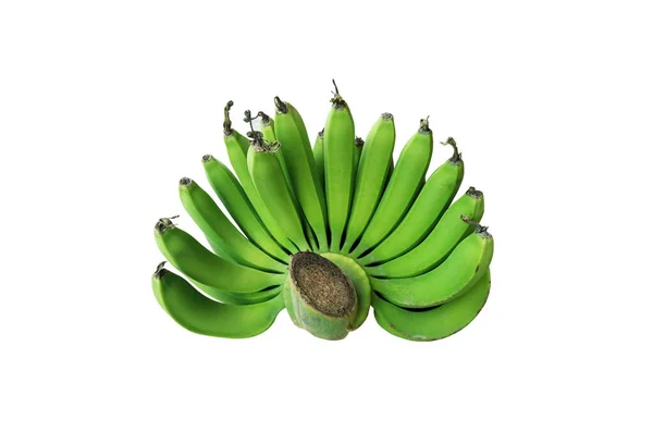 Närbild Färsk Grön Banan Gäng Isolerad Vit Bakgrund För Design — Stockfoto
