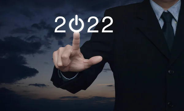 Zakenman Druk 2022 Start Bedrijf Plat Pictogram Zonsondergang Hemel Zakelijk — Stockfoto