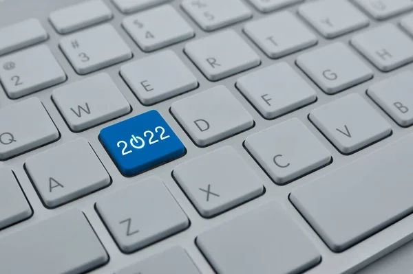 2022 Start Business Flat Icon Modern Computer Keyboard Button Happy — Stock Photo, Image