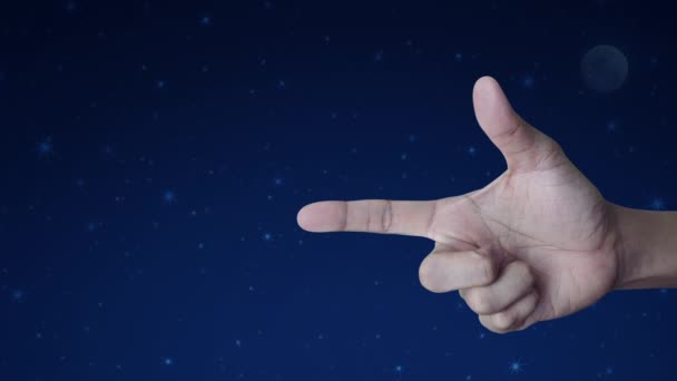 Warenkorb Flaches Symbol Finger Über Fantasie Nachthimmel Und Mond Business — Stockvideo