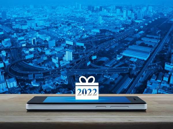 Κιβώτιο Δώρων Ευτυχισμένο Νέο Έτος 2022 Επίπεδη Εικονίδιο Στη Σύγχρονη — Φωτογραφία Αρχείου