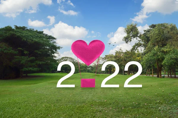 Rosa Tyg Hjärta Älskar Luft Ballong Med 2022 Vit Text — Stockfoto