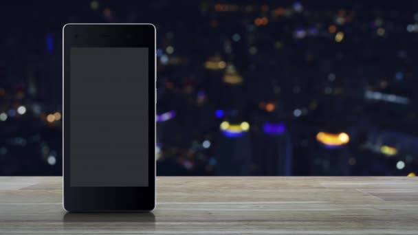 스마트 스크린 아이콘 가상의 밤하늘 과달을 배경으로 위에서 비즈니스 온라인 — 비디오
