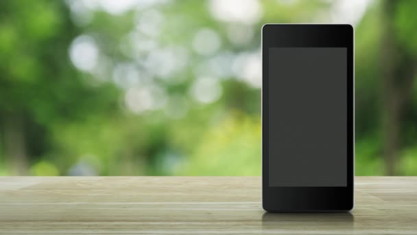 Godzin Usługi Płaska Ikona Nowoczesnym Ekranie Smartfona Drewnianym Stole Nad — Wideo stockowe