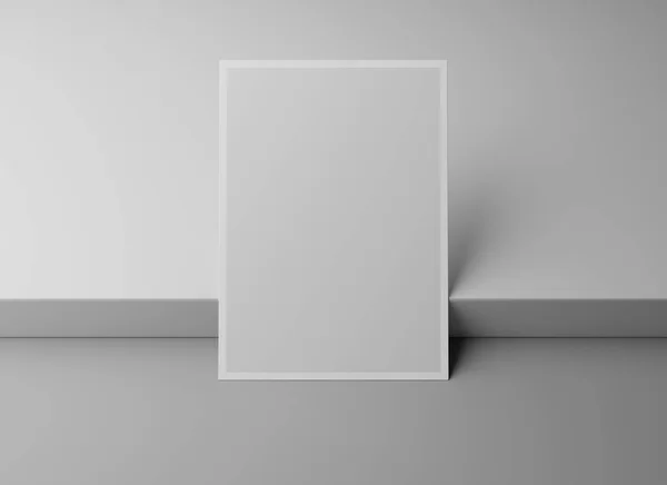 Mockup Cartão Postal Vertical Branco Branco Pódio Caixa Renderização — Fotografia de Stock
