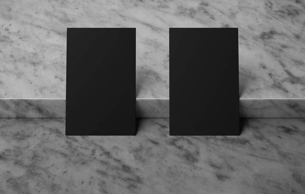 Blank Black Business Name Card Mockup Marble Box Podium Rendering — Stockfoto