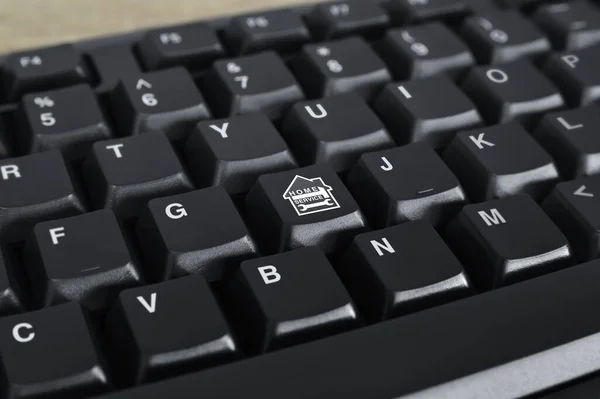 Hammer Wrench House Flat Icon Black Computer Keyboard Button Business — Stockfoto