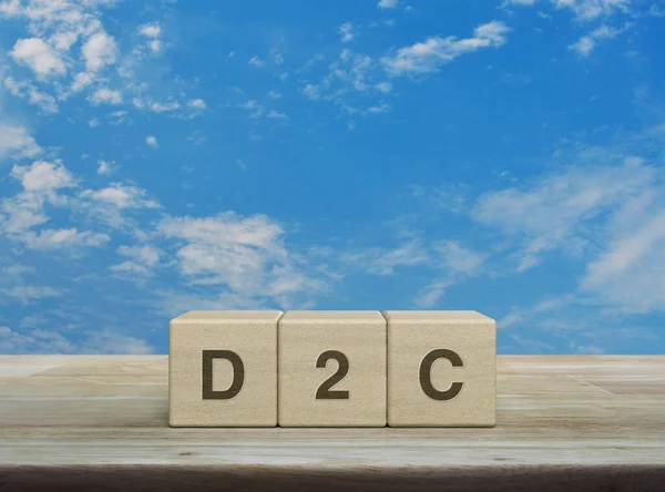 D2C Acronym Wood Block Cubes Wooden Table Blue Sky White — Fotografia de Stock