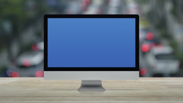 Legge Icona Piatta Sul Desktop Moderno Schermo Del Monitor Del — Video Stock