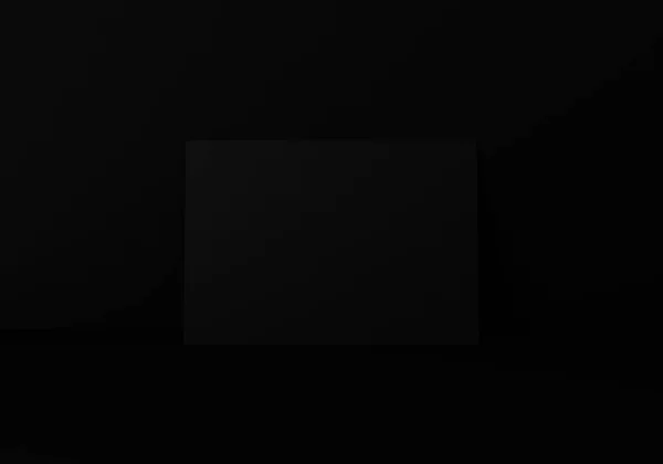 Κενό Μαύρο Οριζόντιο Ορθογώνιο Φύλλο Χαρτιού Mockup Στο Πάτωμα Πάνω — Φωτογραφία Αρχείου
