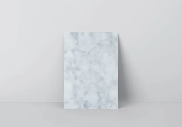 Marmeren Textuur Verticale Rechthoek Papier Vel Mockup Vloer Grijze Muur — Stockfoto