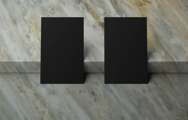 Blank Black Business Name Card Mockup Marble Box Podium Rendering — ストック写真