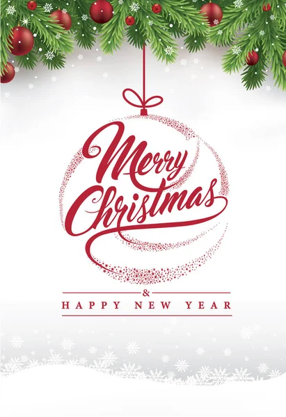 Buon Natale Sfondo Con Decorazioni Tradizionali Ghirlande Biglietto Auguri Capodanno — Vettoriale Stock